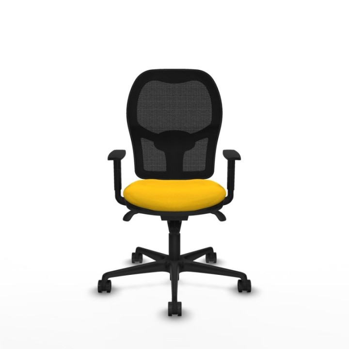 Jorquera sincro malla negra bali amarillo brazos 1D base nailon  ruedas 65mm nailon