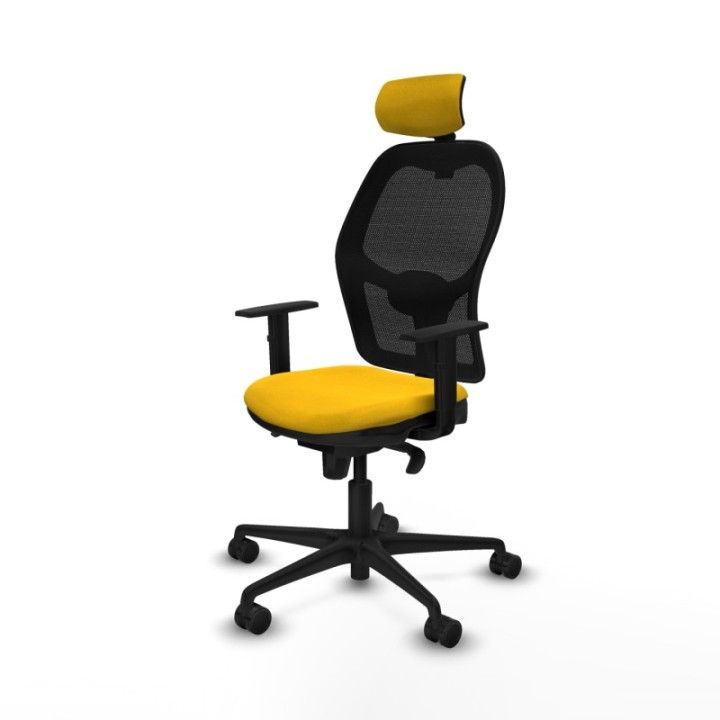 Jorquera sincro malla negra bali amarillo brazos 1D base nailon cabecero 2D ruedas 65mm nailon