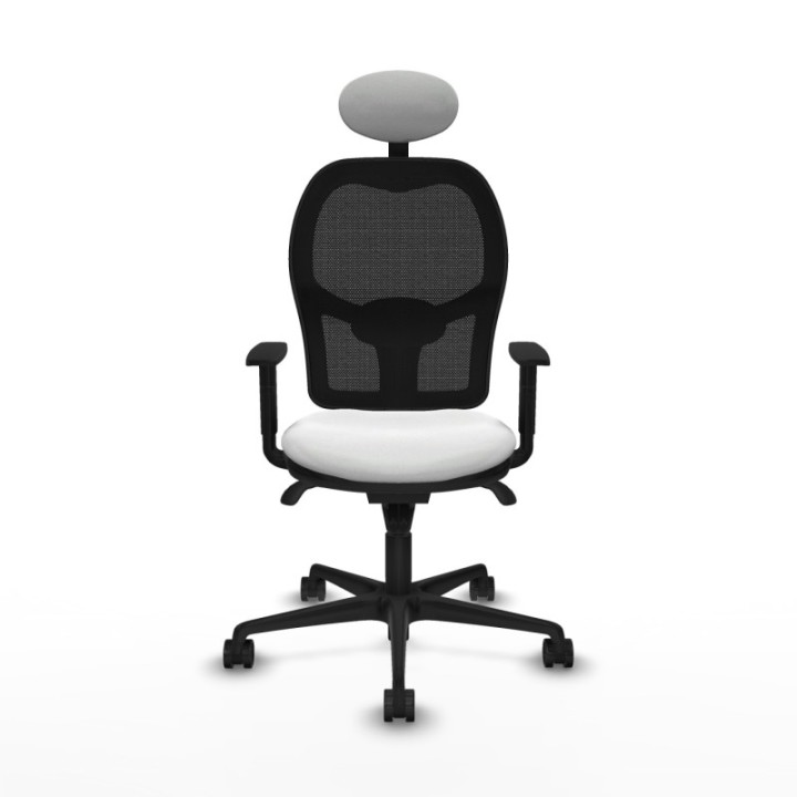 Jorquera sincro malla negra bali blanco brazos 1D base nailon cabecero fijo ruedas 65mm nailon