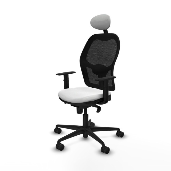 Jorquera sincro malla negra bali blanco brazos 1D base nailon cabecero fijo ruedas 65mm nailon