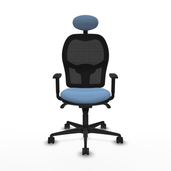 Jorquera sincro malla negra bali azul cielo brazos 1D base nailon cabecero fijo ruedas 65mm nailon