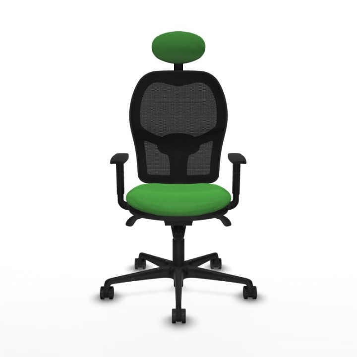 Jorquera sincro malla negra bali verde brazos 1D base nailon cabecero fijo ruedas 65mm nailon