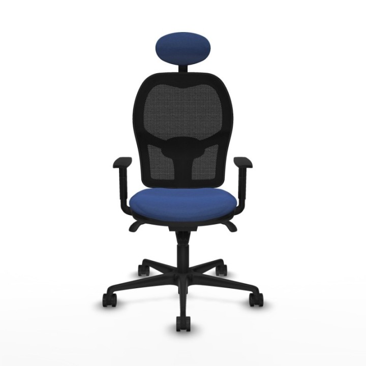 Jorquera sincro malla negra bali azul marino brazos 1D base nailon cabecero fijo ruedas 65mm nailon