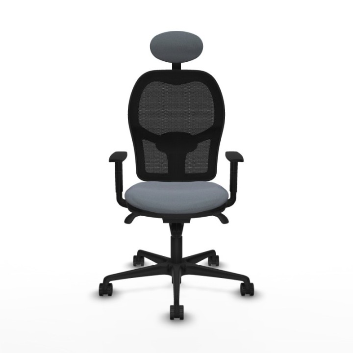 Jorquera sincro malla negra bali gris brazos 1D base nailon cabecero fijo ruedas 65mm nailon