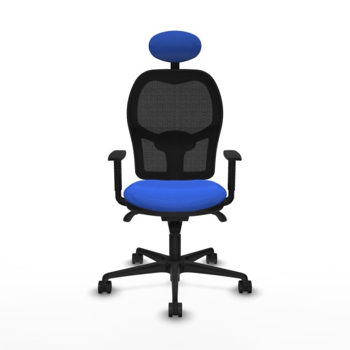 Jorquera sincro malla negra bali azul brazos 1D base nailon cabecero fijo ruedas 65mm nailon