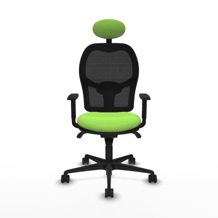 Jorquera sincro malla negra bali pistacho brazos 1D base nailon cabecero fijo ruedas 65mm nailon