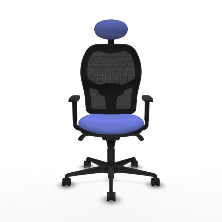 Jorquera sincro malla negra bali azul claro brazos 1D base nailon cabecero fijo ruedas 65mm nailon