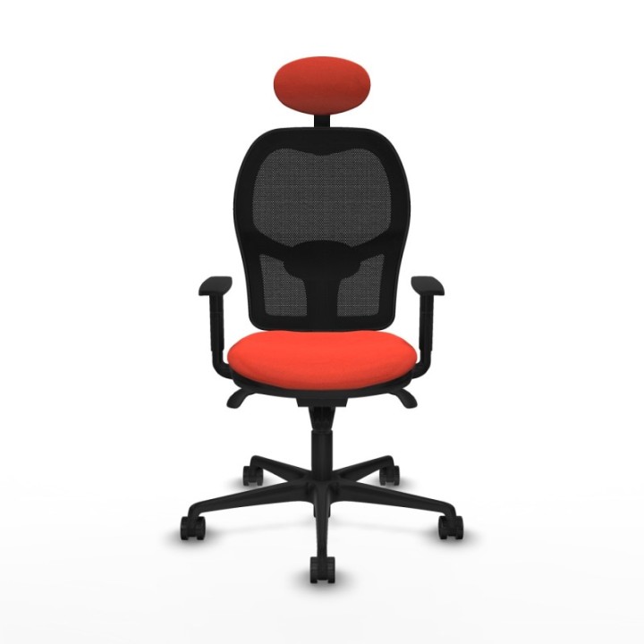 Jorquera sincro malla negra bali naranja oscuro brazos 1D base nailon cabecero fijo ruedas 65mm nailon