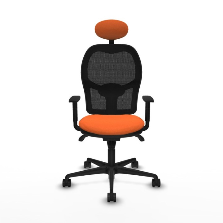 Jorquera sincro malla negra bali naranja brazos 1D base nailon cabecero fijo ruedas 65mm nailon