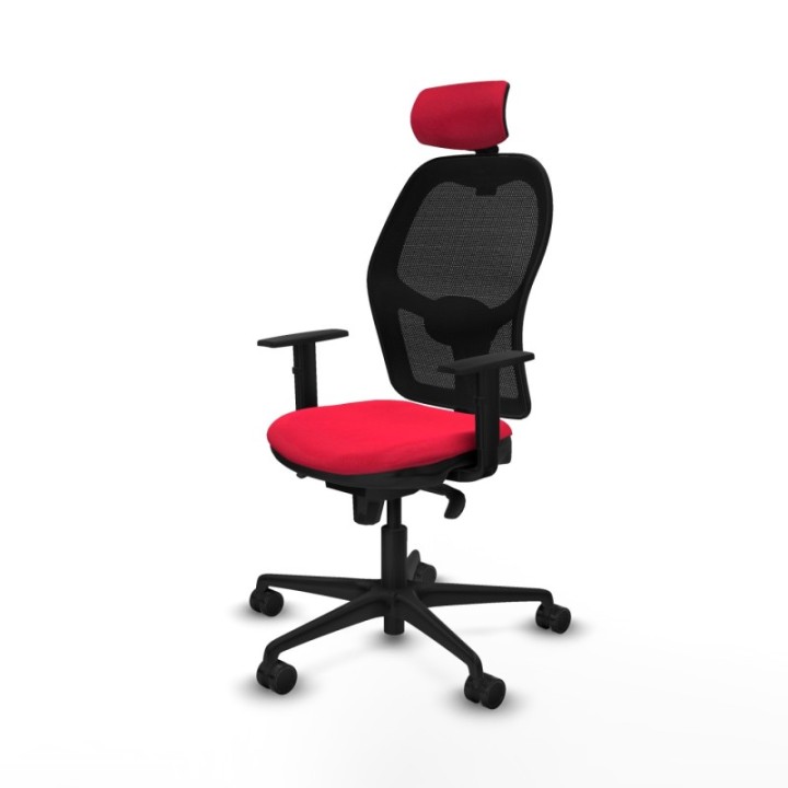 Jorquera sincro malla negra bali rojo brazos 1D base nailon cabecero 2D ruedas 65mm nailon