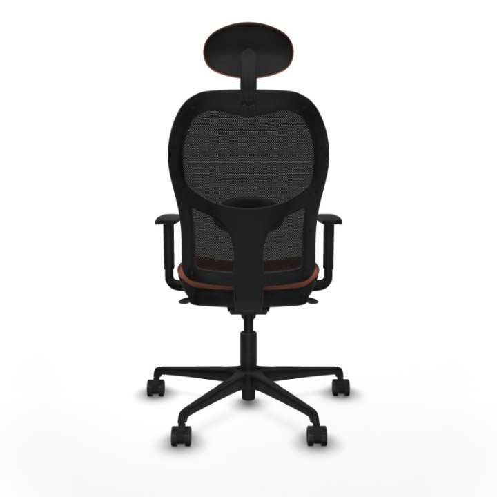 Jorquera sincro malla negra bali marrón brazos 1D base nailon cabecero fijo ruedas 65mm nailon