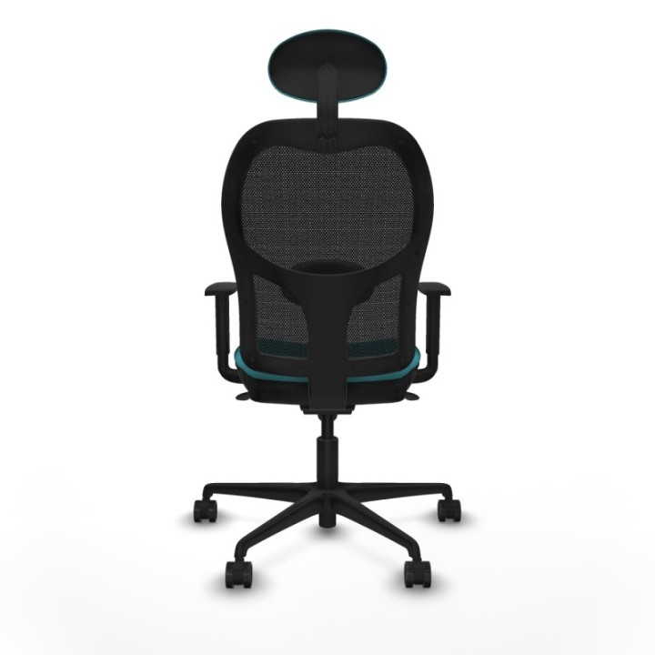 Jorquera sincro malla negra bali turquesa brazos 1D base nailon cabecero fijo ruedas 65mm nailon