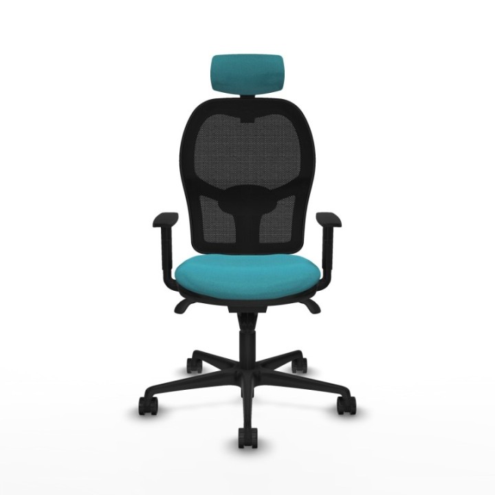 Jorquera sincro malla negra bali turquesa brazos 1D base nailon cabecero 2D ruedas 65mm nailon