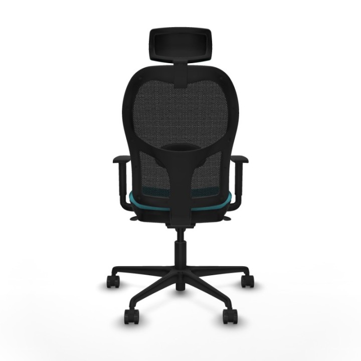 Jorquera sincro malla negra bali turquesa brazos 1D base nailon cabecero 2D ruedas 65mm nailon