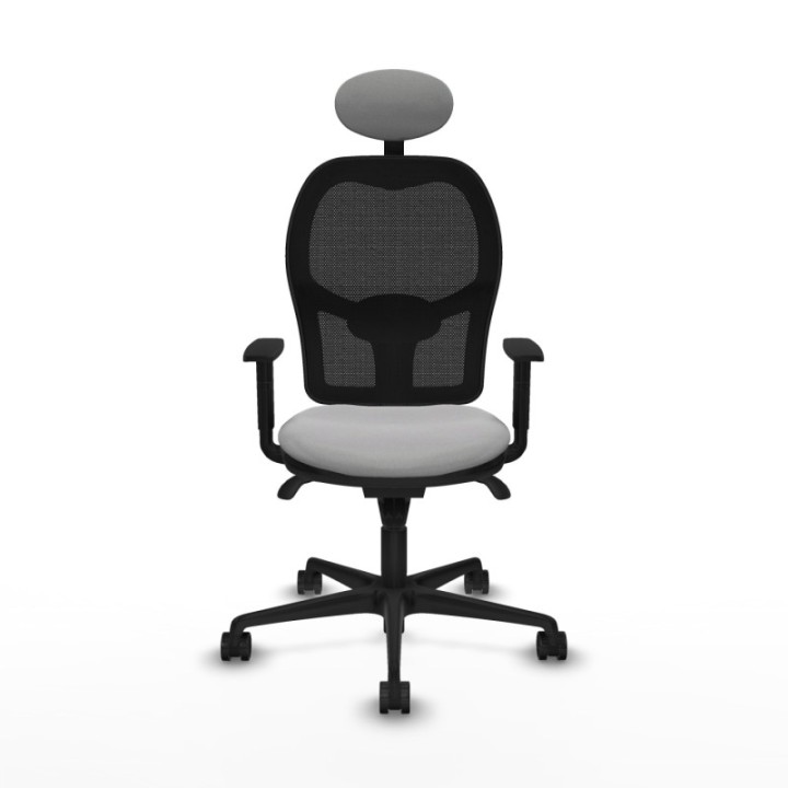 Jorquera sincro malla negra bali gris claro brazos 1D base nailon cabecero fijo ruedas 65mm nailon