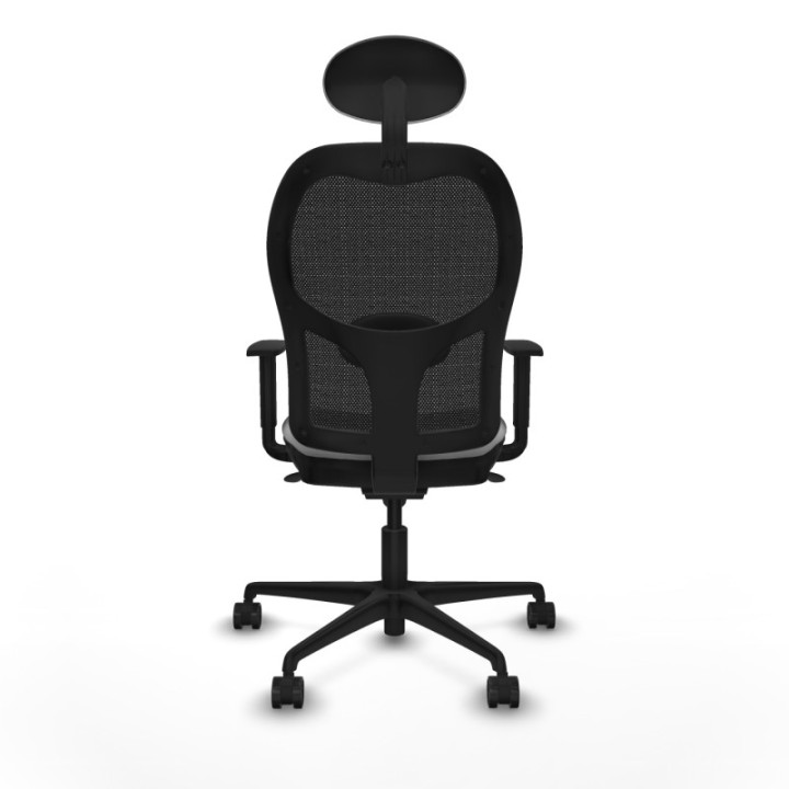 Jorquera sincro malla negra bali gris claro brazos 1D base nailon cabecero fijo ruedas 65mm nailon