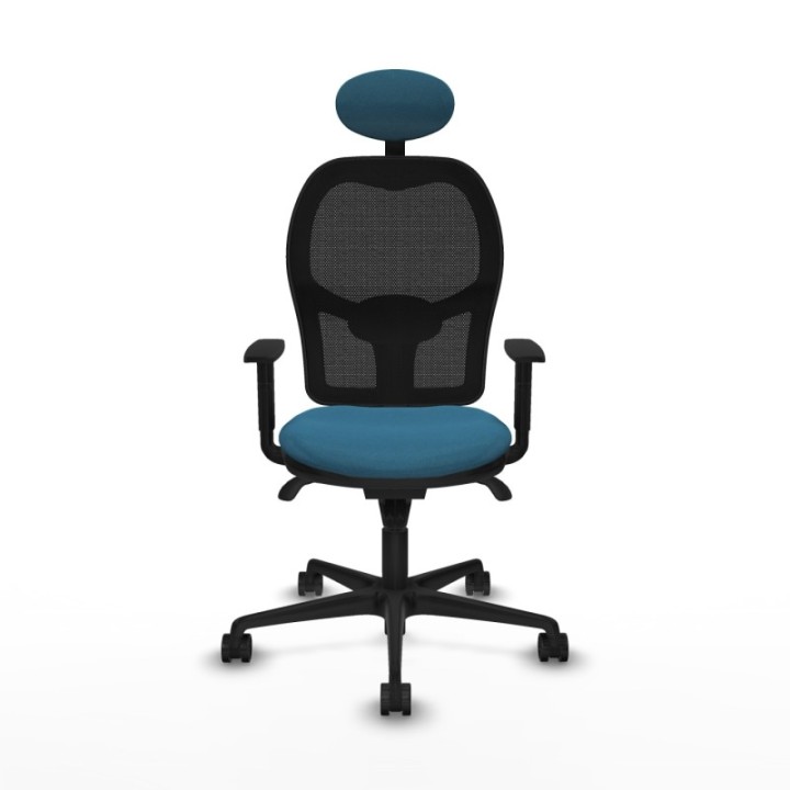 Jorquera sincro malla negra bali verde petroleo brazos 1D base nailon cabecero fijo ruedas 65mm nailon