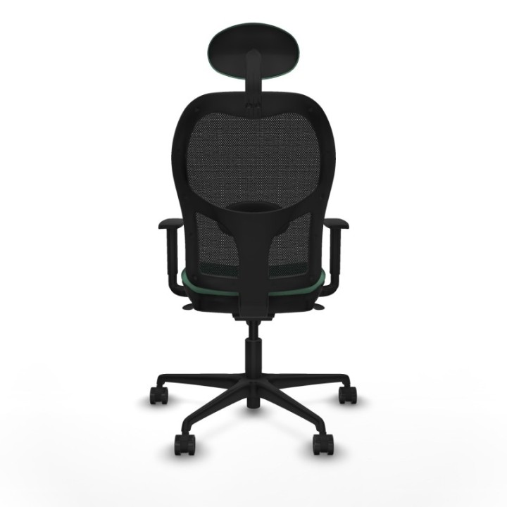 Jorquera sincro malla negra bali verde esmeralda brazos 1D base nailon cabecero fijo ruedas 65mm nailon