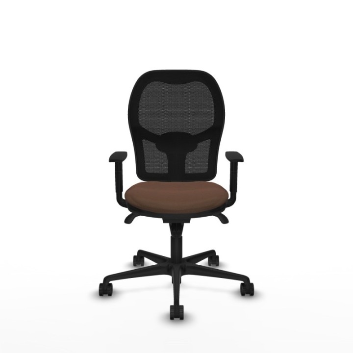 Jorquera sincro malla negra bali marrón oscuro brazos 1D base nailon  ruedas 65mm nailon