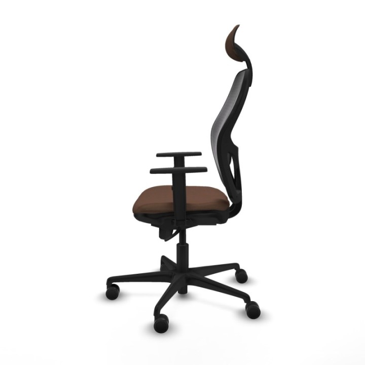 Jorquera sincro malla negra bali marrón oscuro brazos 1D base nailon cabecero fijo ruedas 65mm nailon