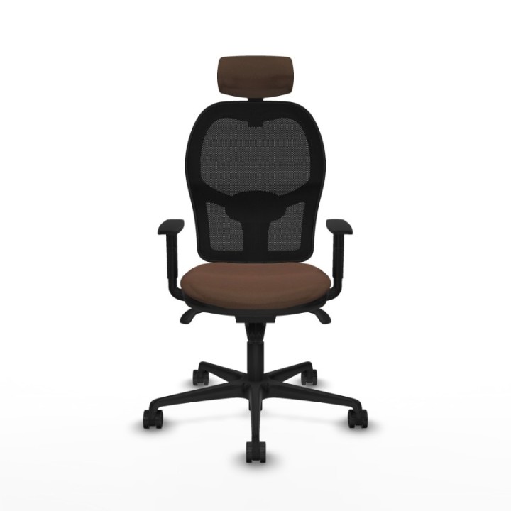 Jorquera sincro malla negra bali marrón oscuro brazos 1D base nailon cabecero 2D ruedas 65mm nailon