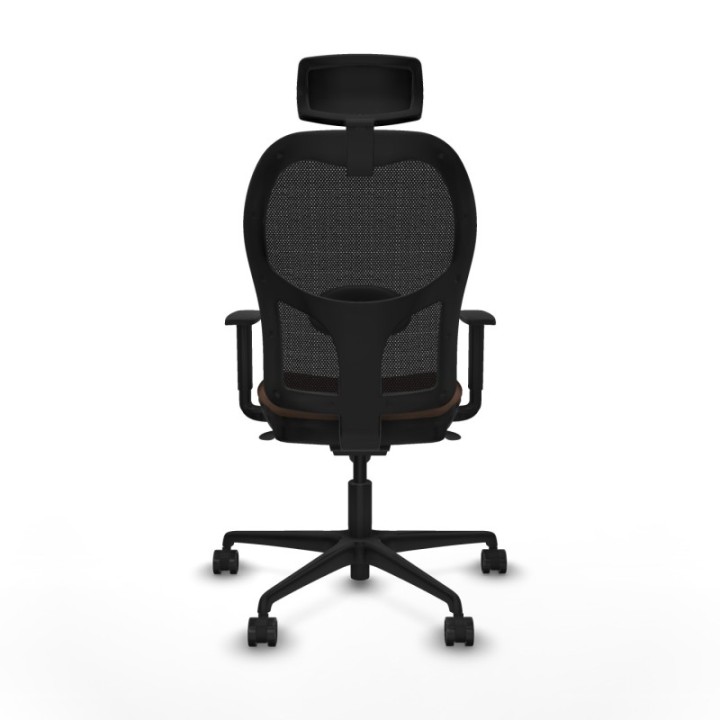 Jorquera sincro malla negra bali marrón oscuro brazos 1D base nailon cabecero 2D ruedas 65mm nailon