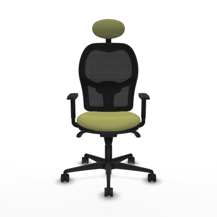 Jorquera sincro malla negra bali verde oliva brazos 1D base nailon cabecero fijo ruedas 65mm nailon