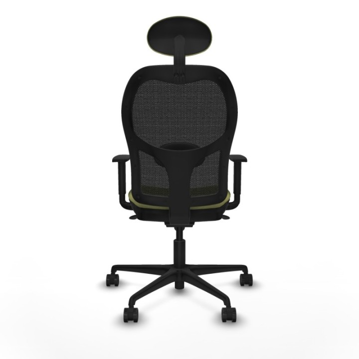 Jorquera sincro malla negra bali verde oliva brazos 1D base nailon cabecero fijo ruedas 65mm nailon