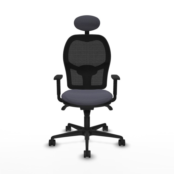 Jorquera sincro malla negra bali gris oscuro brazos 1D base nailon cabecero fijo ruedas 65mm nailon