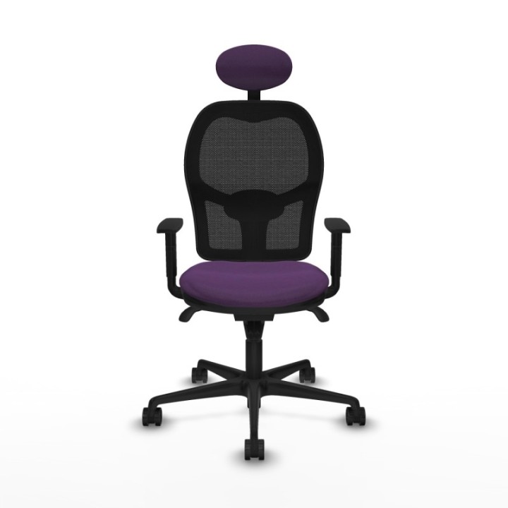 Jorquera sincro malla negra bali morado brazos 1D base nailon cabecero fijo ruedas 65mm nailon