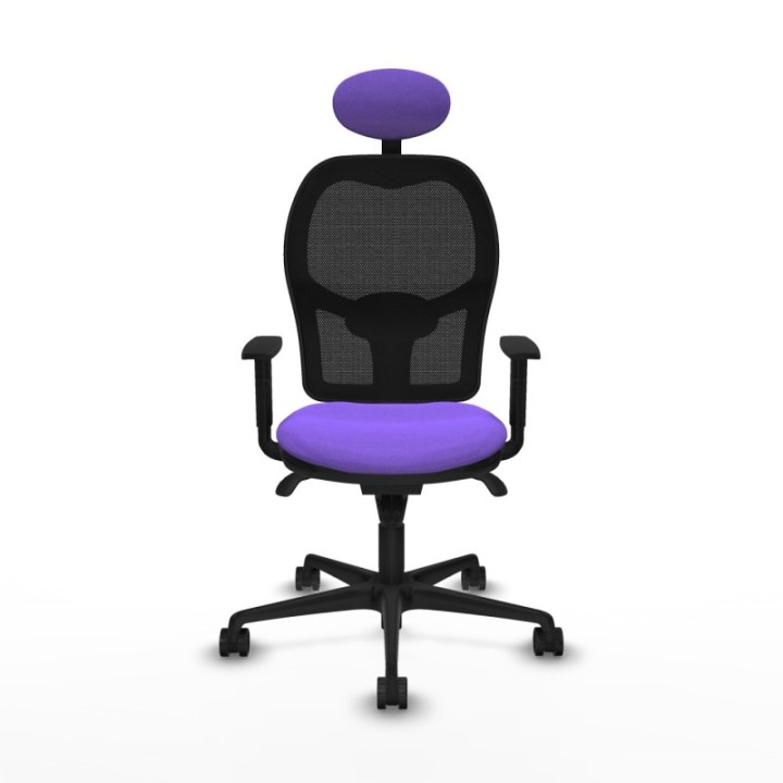 Jorquera sincro malla negra bali lila brazos 1D base nailon cabecero fijo ruedas 65mm nailon