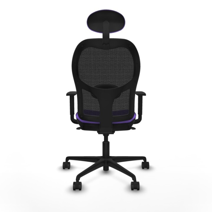 Jorquera sincro malla negra bali lila brazos 1D base nailon cabecero fijo ruedas 65mm nailon