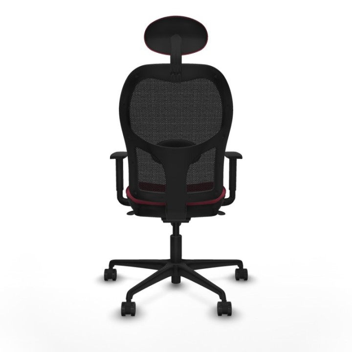 Jorquera sincro malla negra bali granate brazos 1D base nailon cabecero fijo ruedas 65mm nailon