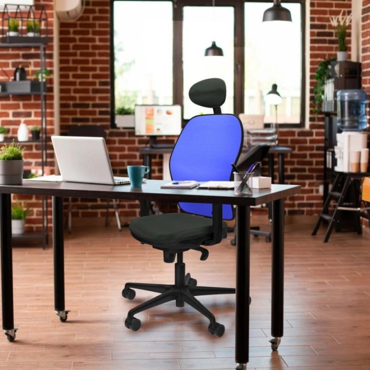 Jorquera sincro malla negra bali granate brazos 1D base nailon cabecero fijo ruedas 65mm nailon