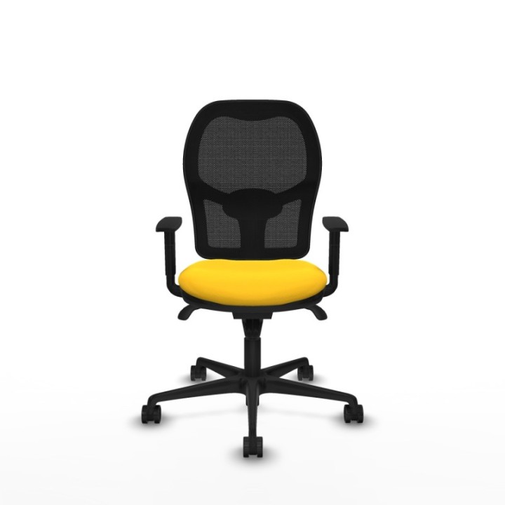 Jorquera sincro malla negra similpiel amarillo brazos 1D base nailon  ruedas 65mm nailon