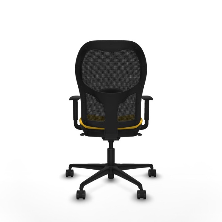 Jorquera sincro malla negra similpiel amarillo brazos 1D base nailon  ruedas 65mm nailon