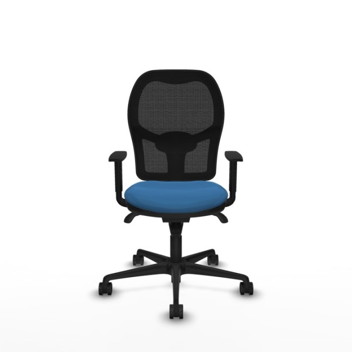 Jorquera sincro malla negra similpiel azul claro brazos 1D base nailon  ruedas 65mm nailon