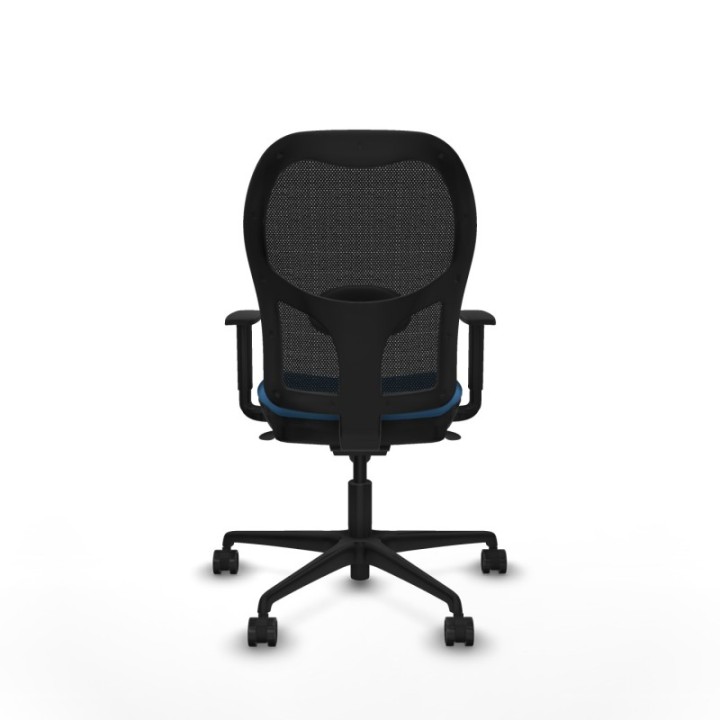 Jorquera sincro malla negra similpiel azul claro brazos 1D base nailon  ruedas 65mm nailon