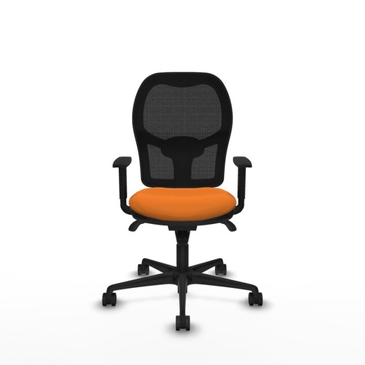 Jorquera sincro malla negra similpiel naranja brazos 1D base nailon  ruedas 65mm nailon