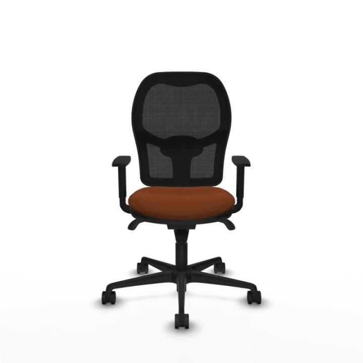 Jorquera sincro malla negra similpiel marrón brazos 1D base nailon  ruedas 65mm nailon