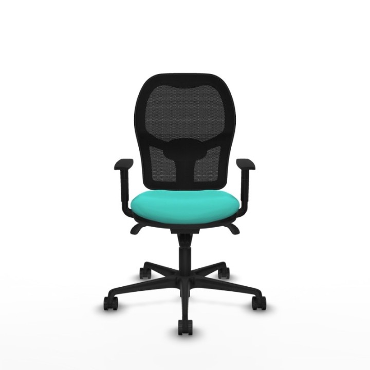 Jorquera sincro malla negra similpiel turquesa brazos 1D base nailon  ruedas 65mm nailon