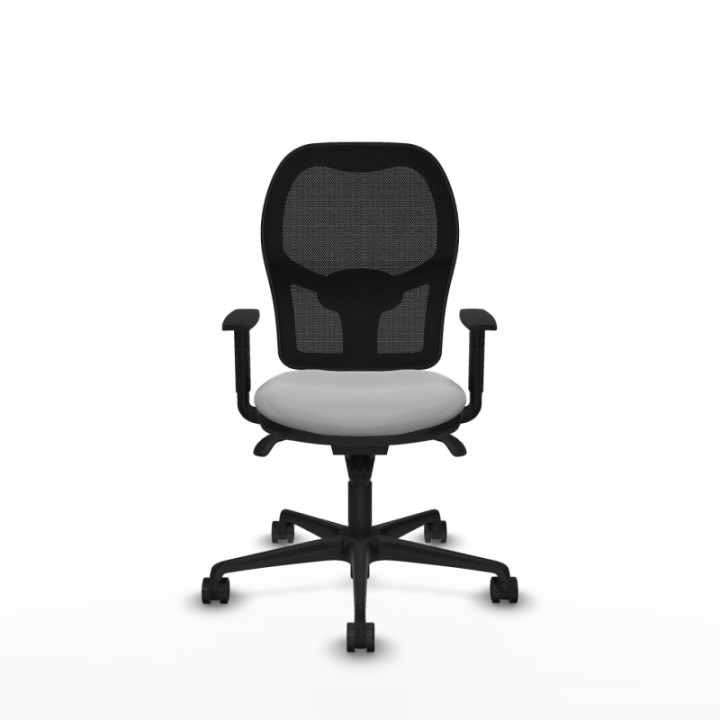 Jorquera sincro malla negra similpiel gris claro brazos 1D base nailon  ruedas 65mm nailon