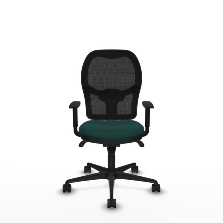 Jorquera sincro malla negra similpiel verde botella brazos 1D base nailon  ruedas 65mm nailon