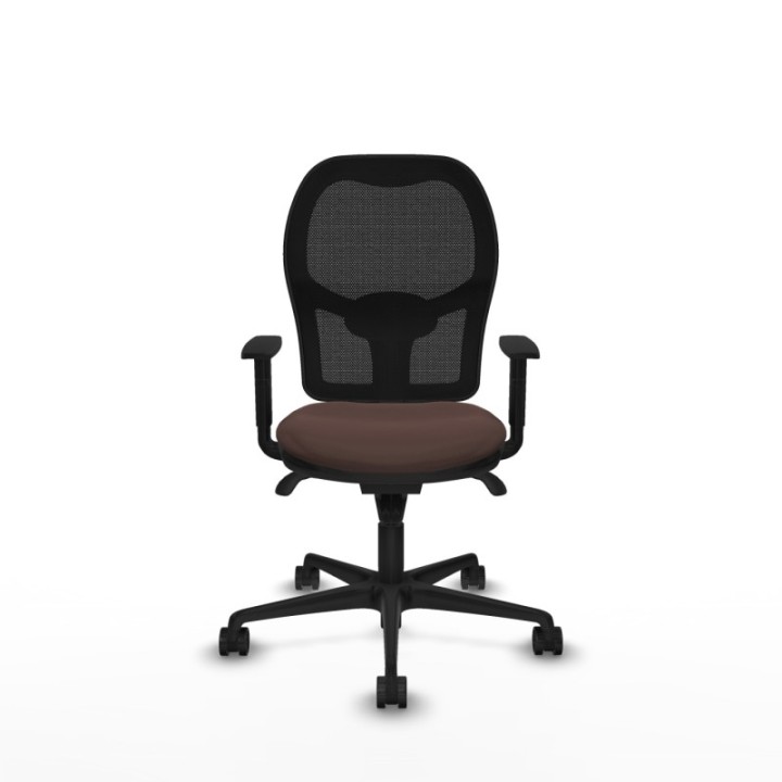 Jorquera sincro malla negra similpiel marrón oscuro brazos 1D base nailon  ruedas 65mm nailon