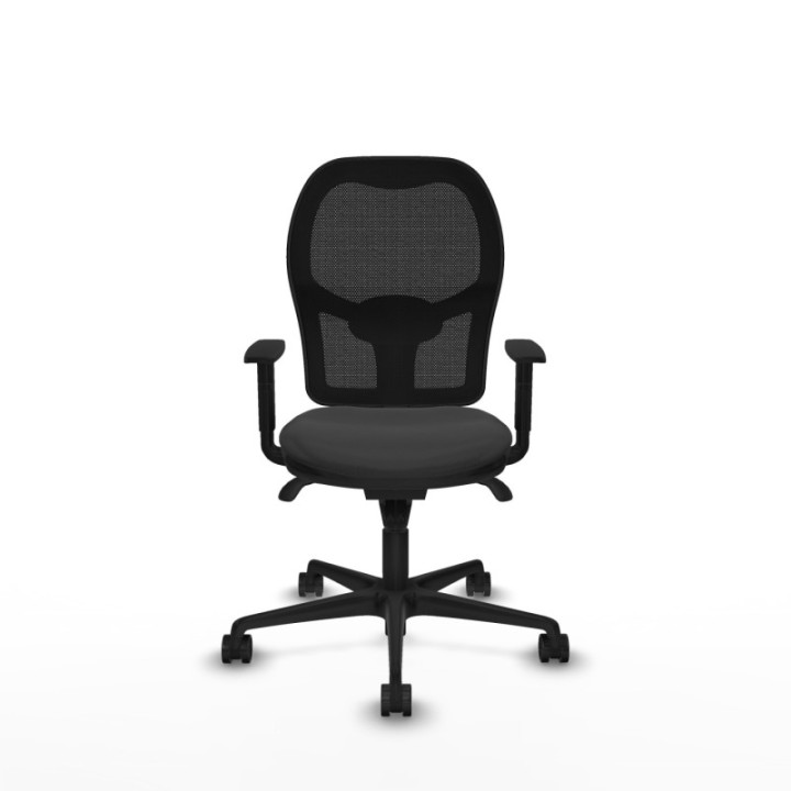 Jorquera sincro malla negra similpiel gris oscuro brazos 1D base nailon  ruedas 65mm nailon