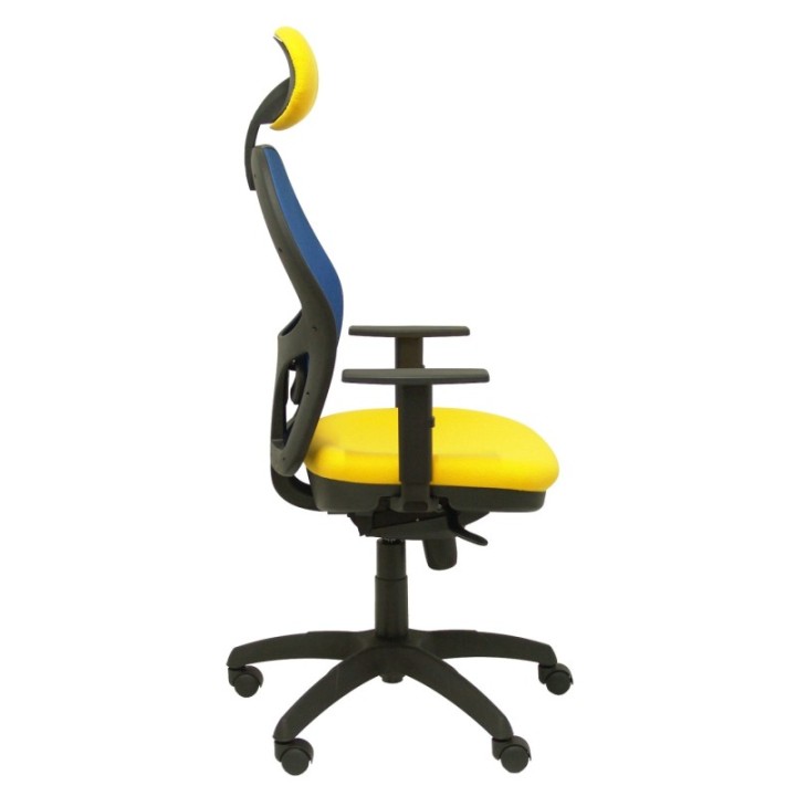 Silla Jorquera malla azul asiento bali amarillo con cabecero fijo