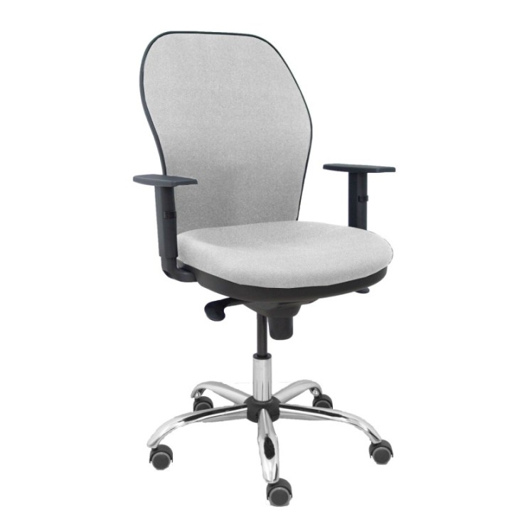 Silla Jorquera respaldo bali gris asiento bali gris base cromada y ruedas parqué