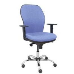 Silla Jorquera respaldo bali azul claro asiento bali azul claro base cromada y ruedas parqué