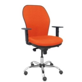 Silla Jorquera respaldo bali naranja oscuro asiento bali naranja oscuro base cromada y ruedas parqué