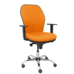 Silla Jorquera respaldo bali naranja asiento bali naranja base cromada y ruedas parqué